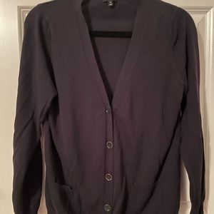 Navy long Talbots Button V-neck Cardigan